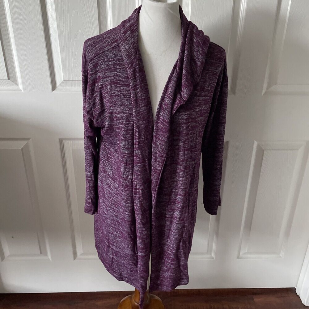 Time And Tru Womens Open Front Cardigan Sweater Plus Size 0X/14W Hood Knit Long